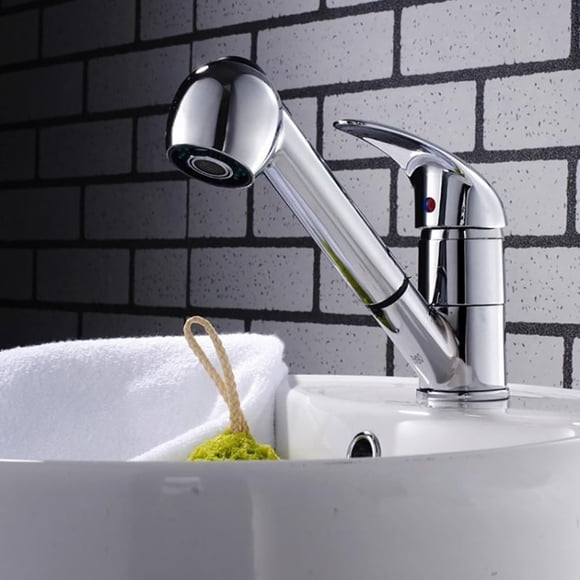 Cagogo under $5 Pull Out Faucet, Kitchen Sink Pull Down Spray Faucet, High Arc Swivel Spout Tap, Brass Single Handle Mixer, Modern Restaurant Bar Sink Faucet, Easy Installation Water Saving Tap