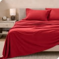 thumbnail image 2 of Bare Home Cozy Fleece Sheet Set - Extra Plush Polar Fleece - Deep Pocket - King, Red, 2 of 8