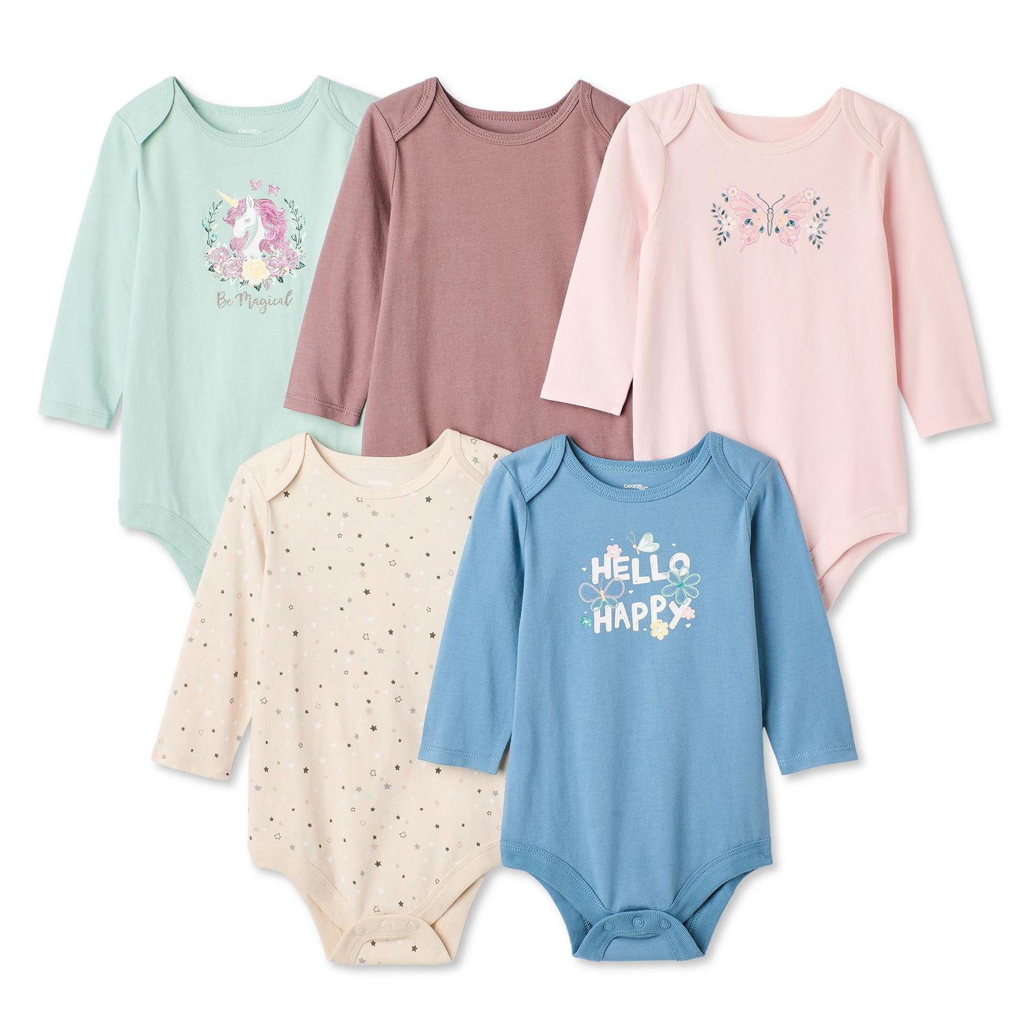 George Baby Girls' Bodysuit 5-Pack