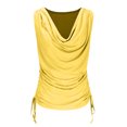 thumbnail image 4 of Kaemgyyd Women Cowl Neck Tank Tops Summer Ruched Sleeveless Casual Shirts Solid Side Drawstring Tie Plus Size Tee, 4 of 6