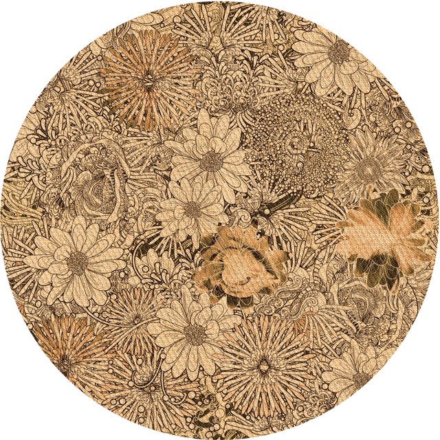 Ahgly Tapis Rond Lavable en Machine Intérieur Transitionnel Brun Selle, 4 Pieds Rond