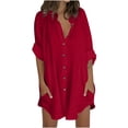 thumbnail image 1 of Timegard Chemises pour Femmes en Coton et Lin à Boutons, Col à Revers, Blouse à Manches 3/4, Hauts d'Automne avec Poches, 1 of 5