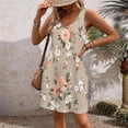 thumbnail image 2 of Pisexur Robes d'Été pour Femmes 2024 Plage Décontractées Sans Manches Robe Midi Imprimé Floral Débardeur Ample Robe Soleil avec Poche P-2TG, 2 of 6
