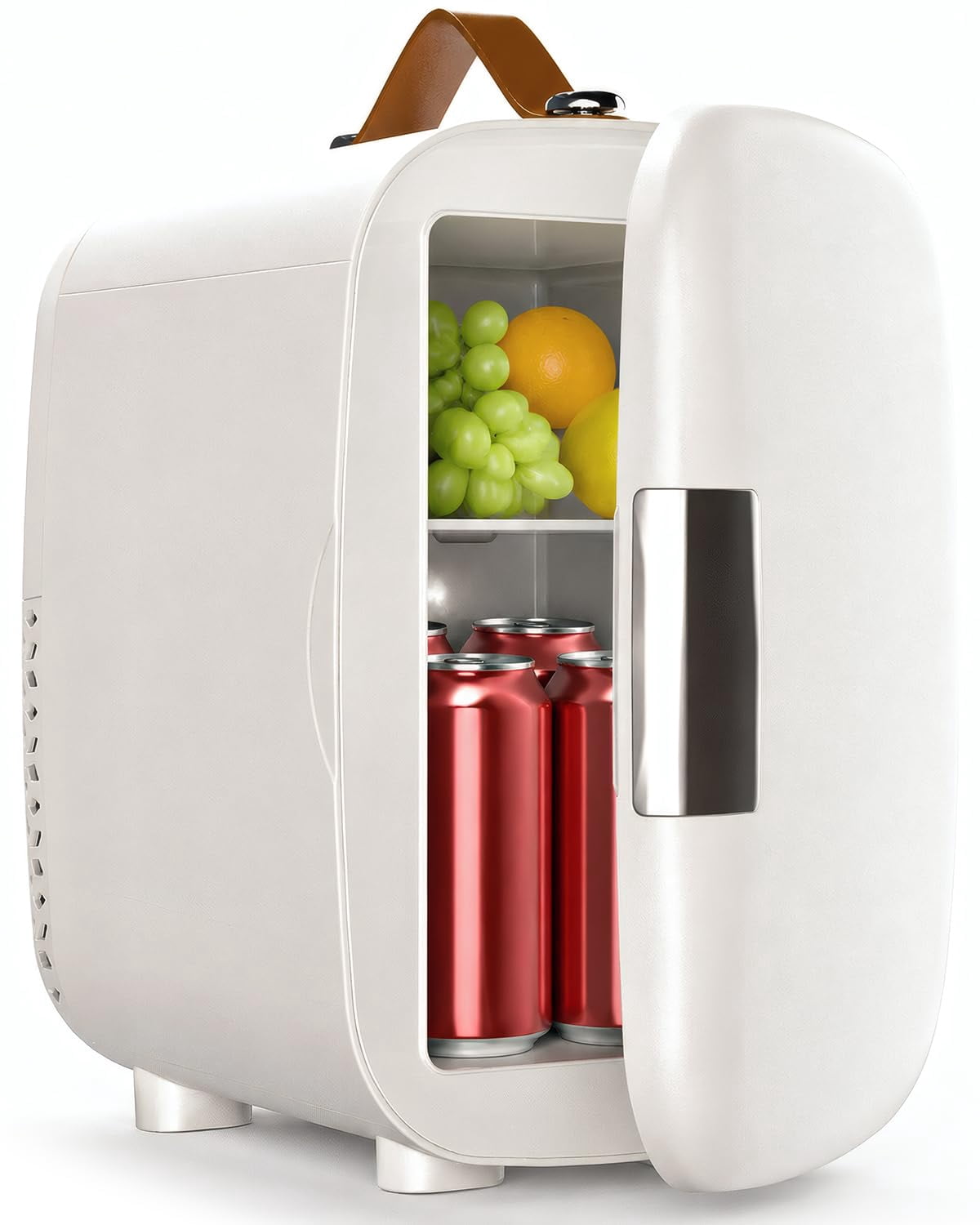 FANSEXPERT Cosmetic Fridge, Portable Mini Fridge for Skincare Food Drinks, 4L/6 Can Electric Plug In Cooler & Warmer, AC/DC Skincare Refrigerator for Bedroom Office Car