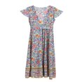 thumbnail image 4 of Femmes V-Cou Floral Split Robe Boho Plage d'Été Casual Longue Robe de Soleil, 4 of 5