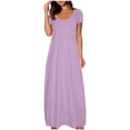 thumbnail image 1 of fatyb Robes Maxi pour Femmes Col Rond Manches Courtes Robes Décontractées Robes T-Shirt Amples pour Femmes P-5TG, 1 of 6
