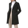 thumbnail image 1 of INSPIRE CHIC Women's Half Lapel Long Sleeves One Button Winter Mid-Length Overcoat S Black, 1 of 7
