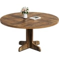 thumbnail image 3 of BeesClover Round Dining Table for 4, 47 Inch Farmhouse Kitchen Table with Wood Tabletop and Stable Base, Circle Dinning Room Table for Home Dining Room Living Room, Grey (Only Table), 3 of 7
