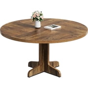 GloryStar Round Dining Table for 4, 47 Inches Dining Room Table with Wooden Base, Circle Kitchen Dinner Table for Dining Room, Kitchen, Living Room (Table Only)