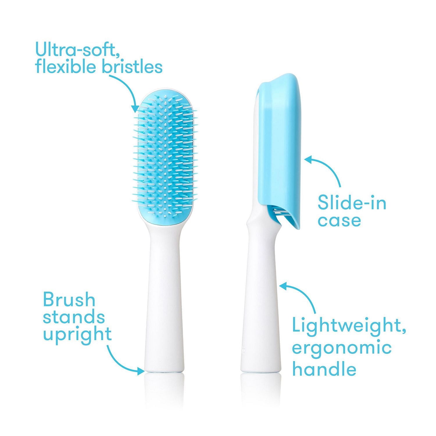 Frida Baby - Brosse démêlante pour cheveux fins ou raides, brosse pour enfants, démêle les nœuds sans déchirures ni casse, dents de peigne et conception de poils