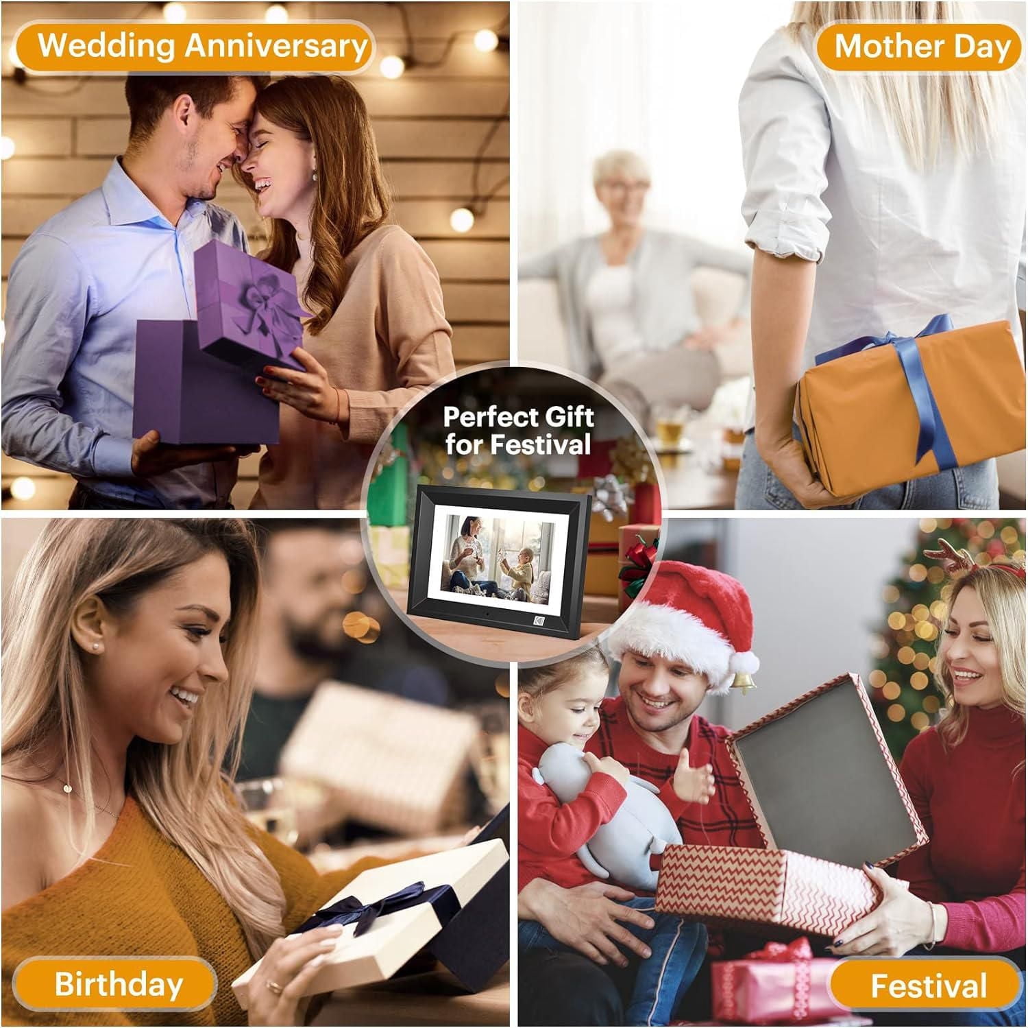 KODAK RDPF-1020V Cadre photo numérique 10,1 pouces IPS, 800 x 1280, cadre en bois 8 Go, noir