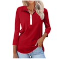 thumbnail image 1 of MeetoTime Chemises à Fermeture Éclair 1/4 pour Femmes Blouses Décontractées à Col Manches 3/4 Tuniques Tops Chandail, 1 of 7