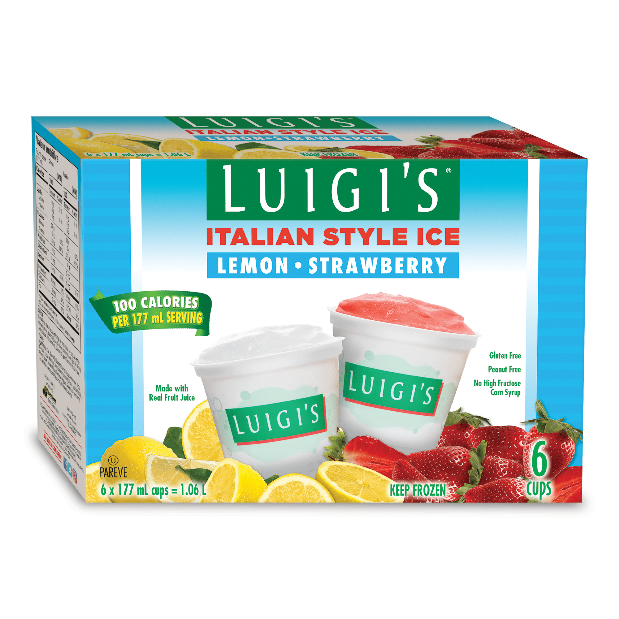 LUIGI'S Lemon & Strawberry Real Italian Ice / Variety - Walmart.ca