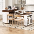 thumbnail image 3 of Noble HouseTREXM Extendable Dining Table with Extra-Long Folding Top, Rolling Kitchen Island with Drawers(Walnut + Creamy White), 3 of 9