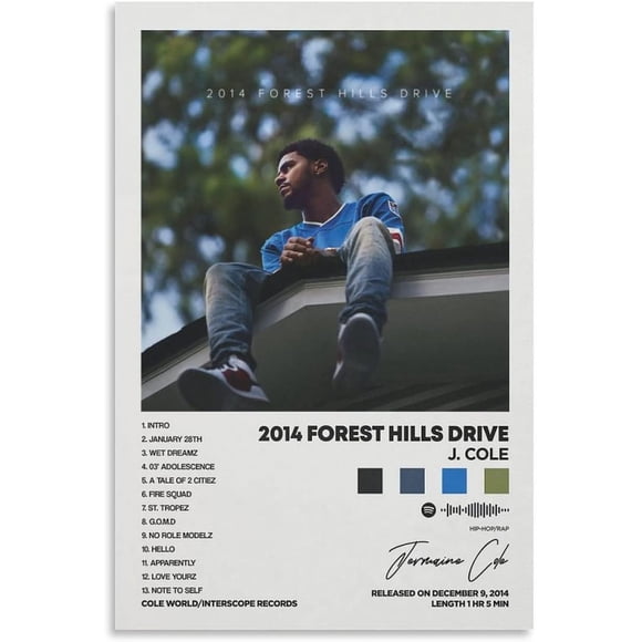 PPHAOSHO J Cole Forest Hills Drive Album Cover Poster frameless Painting Canvas Wall Posters Art Picture Print Modern Home Decor 20x30inch