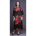 thumbnail image 4 of Bimba Black Flower Leaves & Poppy Womens Robe Dressing Gown Long Bride Getting Ready Shirt Printed Bath Robe Girls S, 4 of 5