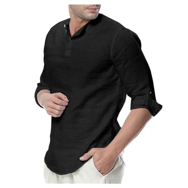 Ketyyh-chn99 Chandails de Gym pour Hommes 2024 Hauts pour Hommes Été Couleur Unie Fermeture à Boutons Chandails à Manches Longues Décontractés Confortables Grande Taille Hauts Noir,P