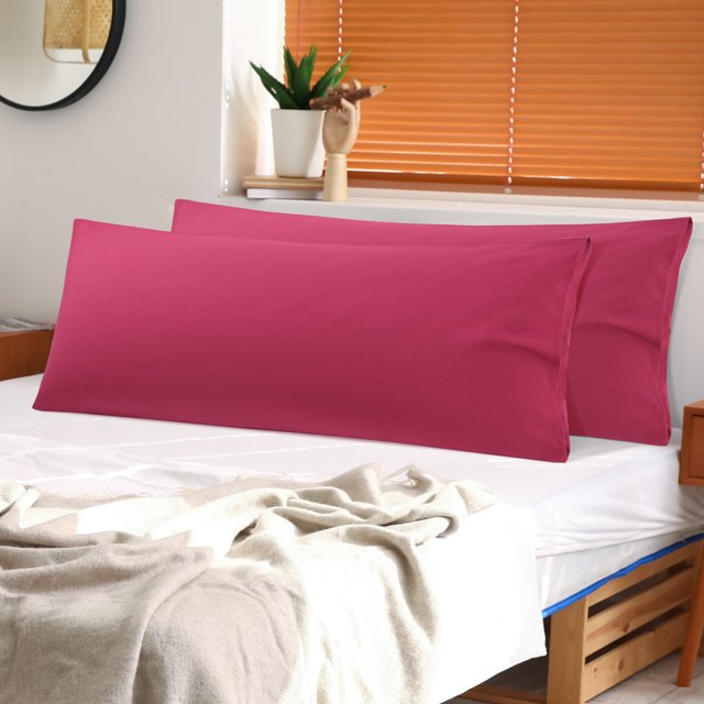 PiccoCasa 2 Pcs Body Pillowcases Microfiber Envelope Long Pillowcover, Standard Wine