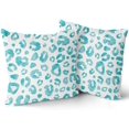 thumbnail image 2 of Teal Grey Leopard Print Pillow Covers 20X20 Inch Teal Gray Watercolor Cheetah Decorative Pillow Cases Animal Square Throw Pillow Case Set of 2 Home Decor For Sofa Living Room Bedroom Bed Cushion, 2 of 5