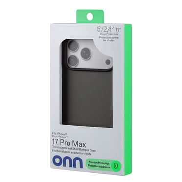 onn Translucent Hard Shell Bumper Phone Case for iPhone 17 Pro Max, Black