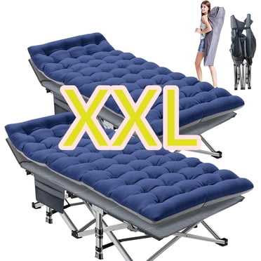 ABORON 2 Pack Oversized XXL Folding Camping Cot for Adults & Kids, 78" L x 32" W x 18" H Large Folding Guest Bed Cots, 900lb Sleeping Cot Folding Bed with 2 Sided Mattress & Carry Bag