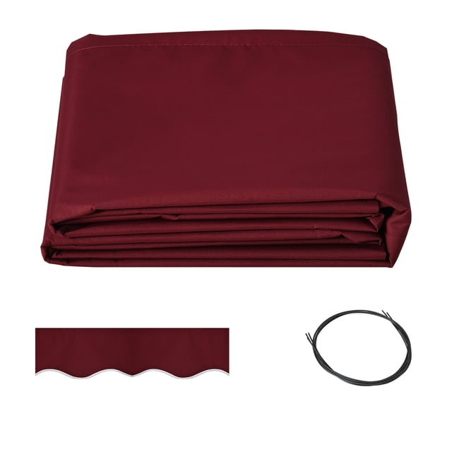 Outsunny Toile de Rechange pour Auvent Rétractable 11 Pieds x 10 Pieds, Auvent Pare-Soleil Extérieur, Protection UV, Rouge Vin
