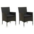 thumbnail image 1 of vidaXL Garden Chairs with Cushions 2 pcs Poly Rattan Black, 1 of 5