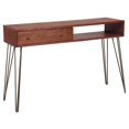 thumbnail image 1 of Home Fare Milieu du Siècle Moderne Noyer Brun Brossé Acacia Tiroir Table, 1 of 8