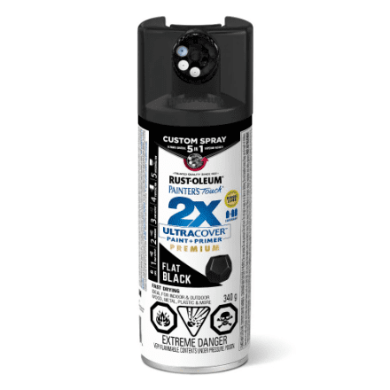 Rust-Oleum Painter's Touch 2X Interior/Exterior Custom 5-in-1 Spray Dial Spray Paint in Flat Black, 340g
