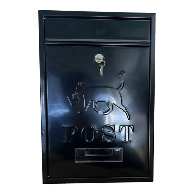 simhoa Wall Mount Mailbox Lockable Drop Box Modern Postbox for Office External Door Black