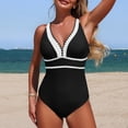 thumbnail image 2 of Ltctricy Women's One Piece Swimsuits Adjustable Strap Deep V Neck Color Block Backless Swimwear Slimming Bathing Suits, 2 of 6