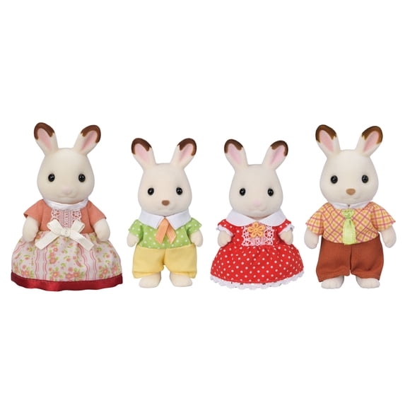 Famille de lapins en chocolat Calico Critters, lot de 4 figurines de collection