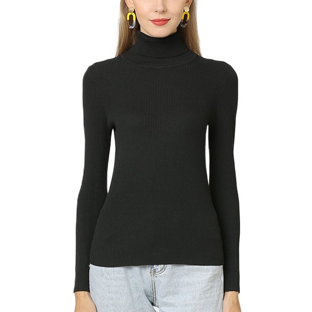 Innerwin Hauts Tricotés Manches Longues Femme Pull Haut Tunique Tricotée Blouse Noire m
