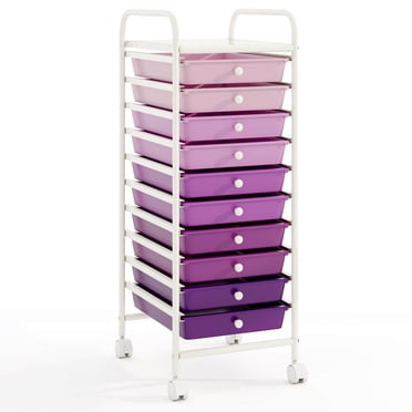 Costway Chariot de Rangement Roulant à 10 Tiroirs pour Scrapbooking et Papier, Organisateur de Bureau et d'École, Violet