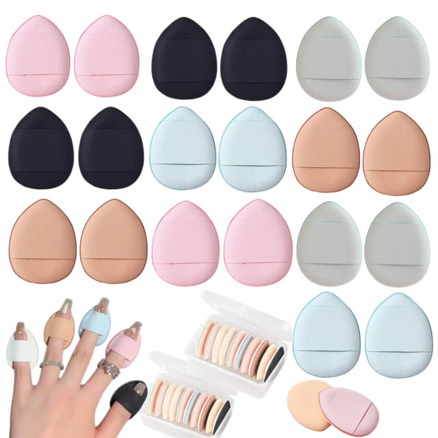 Finger Puff Set: 20 Mini Makeup Puffs Suitable for Foundation, Concealer, Face Powder, Eye Shadow, Under Eye Setting, Beauty Makeup Repair, and Cream Cosmetics.