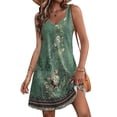 thumbnail image 1 of Penkiiy Robe d'Été pour Femme 2024 Plage Décontractée Sans Manches à Imprimé Floral Boho Robe Débardeur Col en V Ample Robe Soleil avec Poche TG Vert, 1 of 7