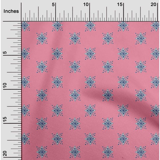 oneOone Cotton Poplin Fabric Floral Block Print Fabric By Yard 42 Inch Wide