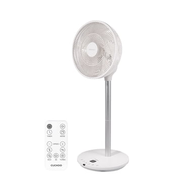 CUCKOO Circulateur d'Air sur Pied, Ventilateur Oscillant à 360°, Ventilateur à Vortex, Télécommande Équipée 4-en-1 avec Minuterie/ 12 Réglages de Vitesse, Panneau Tactile, Hauteur Ajustable, Blanc