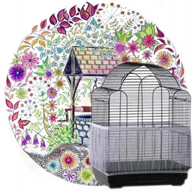 Trayknick Housse de Cage Lavable à la Machine, Filet Supérieur Robuste en Fil, Cages Rondes Carrées, Housse Universelle pour Cage à Oiseaux pour la Maison, Noir