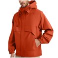 thumbnail image 3 of Sentmoon Ski Jacket Men Solid Color Long Sleeve Drawstring Hooded Neck Men Winter Coats Oversized Zipper Windbreaker Waterproof Travel Clothes Men with Pockets Fall Stylish for Walking and Daily, 3 of 7