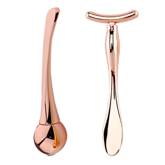 Boc 2Pcs Eye Massagers Improve Contours Safe Zinc Alloy T-shaped Facial Rollers for Gift
