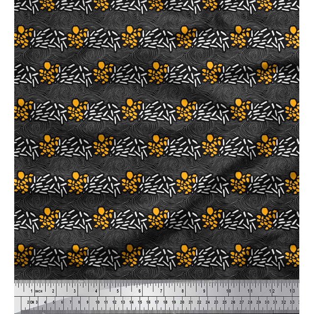 Soimoi Poly Georgette Fabric Brush Stroke & Spiral Abstract Print Sewing Fabric Yard 42 Inch Wide
