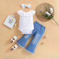 thumbnail image 2 of Plebaso Baby Girls Two-Piece Sets Sleeveless Round Neck Tops Flared Denim Pants Kids Summer Clothes, 2 of 5