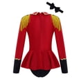 thumbnail image 2 of Yeahdor Combinaison Short à Manches Longues pour Filles Enfants, Tenue de Maître de Piste de Cirque, Justaucorps de Danse à Franges avec Nœud Papillon, Rouge, 4, 2 of 7