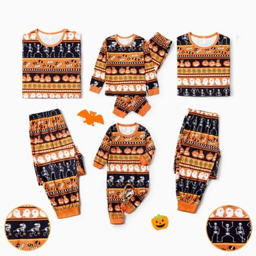 PatPat Pyjamas pour Hommes Pyjamas d'Halloween Assortis pour la Famille Imprimé Dinosaure, Fantôme et Citrouille Ensembles de Pyjama à Manches Courtes pour Hommes TTG