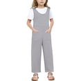 thumbnail image 1 of MIASHUI Girl's Jumpsuits Summer Sleeveless Overalls Kids Round Neck Long Pants Rompers,Grey,5-6 Years, 1 of 5