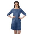 thumbnail image 1 of Moomaya Robes Courtes pour Femmes Imprimées Manches 3/4 Robe Tunique Mini Décontractée, 1 of 4