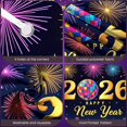 thumbnail image 4 of Colorful Fireworks 2026 New Year Banner Shiny Stars Happy New Year Display Champagne Glass Design Party Balloons 2026 Celebration Backdrop for New Year Party 2026 Celebration New Year Eve Event, 4 of 5