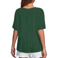 thumbnail image 4 of Timegard Hauts pour Femmes Plissés Col Rond Bouton Arrière Manches Courtes Blouse Décontractée Ample Couleur Unie Été, 4 of 6