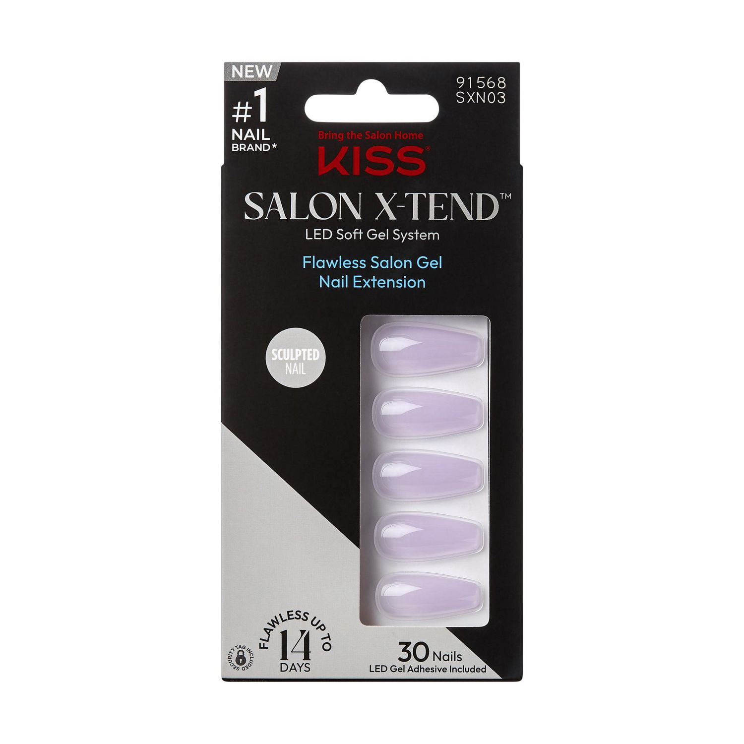 KISS Salon X-tend Système de Gel Souple à DEL, Lavande Uni, Coffin Long